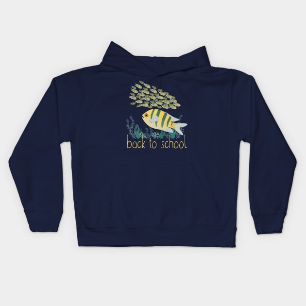 Back to school sad fish pun Kids Hoodie by Tefra